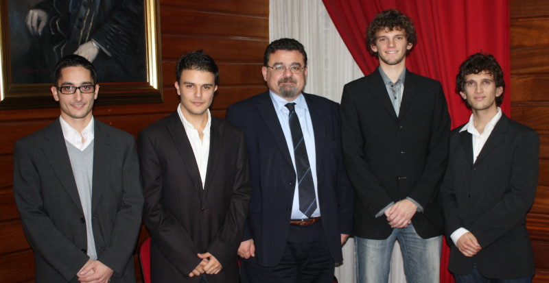 Prof. Juanito Camilleri with the winners of the prize